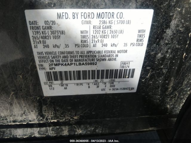 2FMPK4AP1LBA59892 Ford EDGE ST