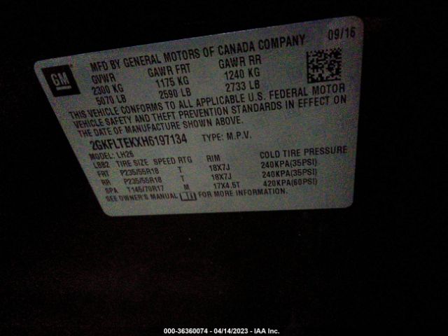 2GKFLTEKXH6197134 GMC Terrain Sle