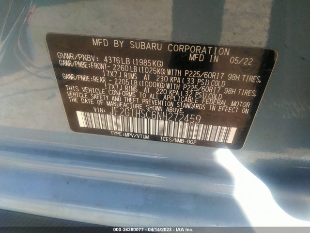 JF2GTHSC6NH272459 Subaru Crosstrek Sport