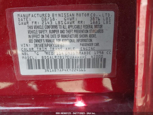 Nissan SENTRA SR 2019 3N1AB7AP4KY224161 Image 11
