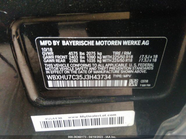 WBXHU7C35J3H43734 BMW X1 Sdrive28i