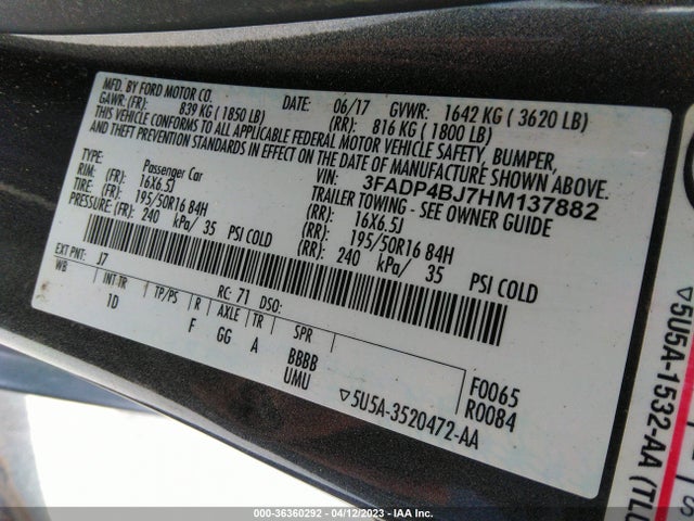 Ford FIESTA SE 2017 3FADP4BJ7HM137882 Image 11