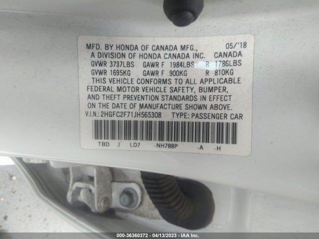 Honda Civic Sedan Ex 2018 2HGFC2F71JH565308 Image 10