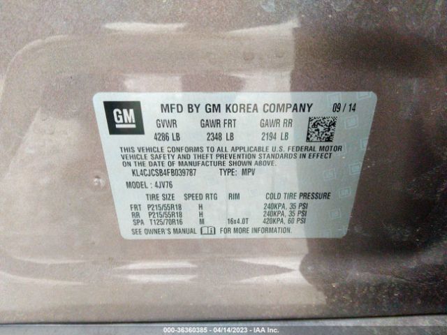 Buick Encore Leather 2015 KL4CJCSB4FB039787 Image 10