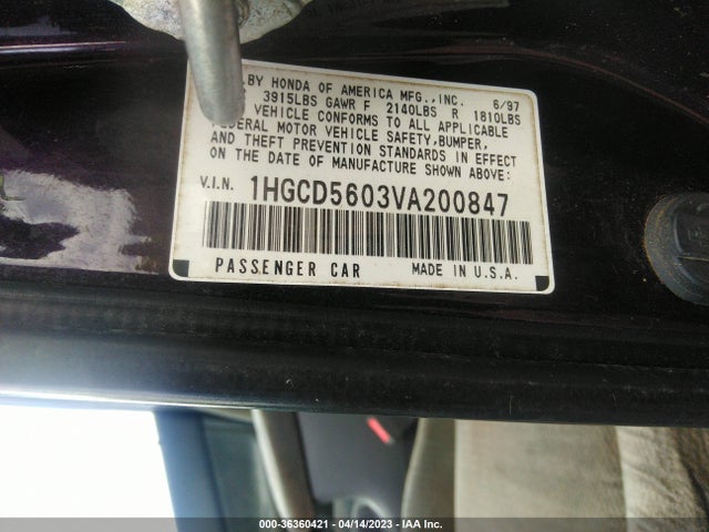 1997 HONDA ACCORD SDN SPECIAL EDITION VIN: 1HGCD5603VA200847