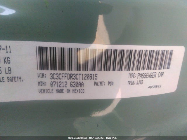 2012 FIAT 500 POP VIN: 3C3CFFDR3CT120815