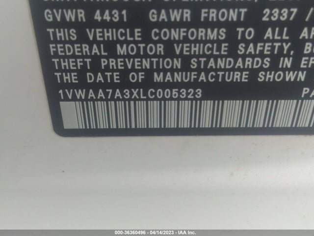 1VWAA7A3XLC005323 Volkswagen Passat 2.0t S