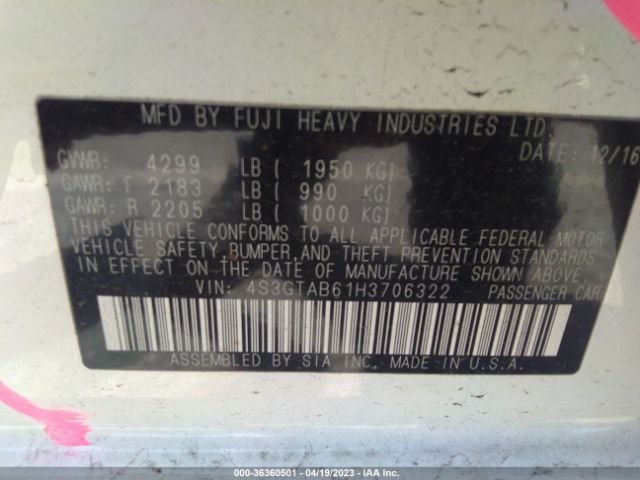 4S3GTAB61H3706322 Subaru Impreza Premium