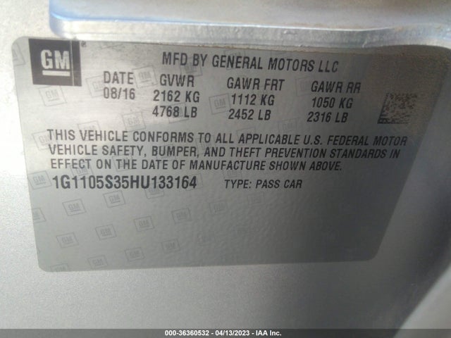 Chevrolet IMPALA LT 2017 1G1105S35HU133164 Image 10
