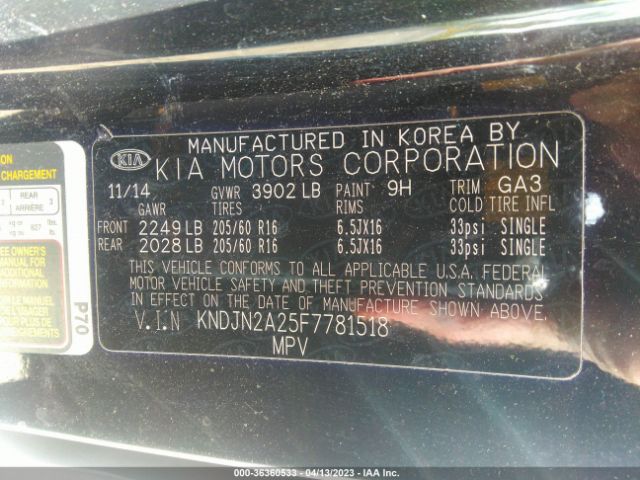 KNDJN2A26F7781518 KIA Soul Base
