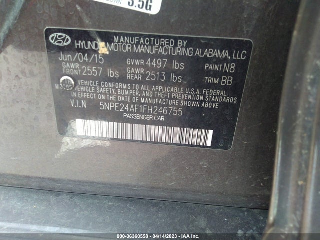 Hyundai Sonata 2.4l Se 2015 5NPE24AF1FH246755 Image 11