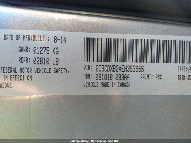 Dodge Charger Se 2014 2C3CDXBGXEH353955 Image 9