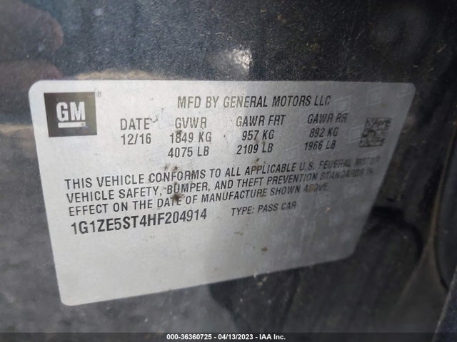 Chevrolet MALIBU LT 2017 1G1ZE5ST4HF204914 Image 10