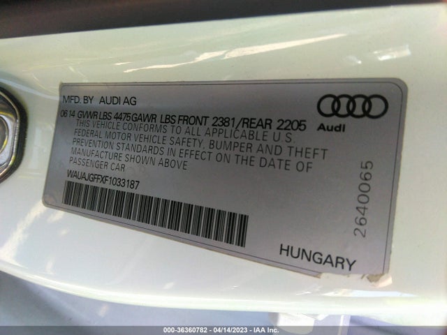 WAUAJGFFXF1033187 Audi A3 2.0 Tdi Premium