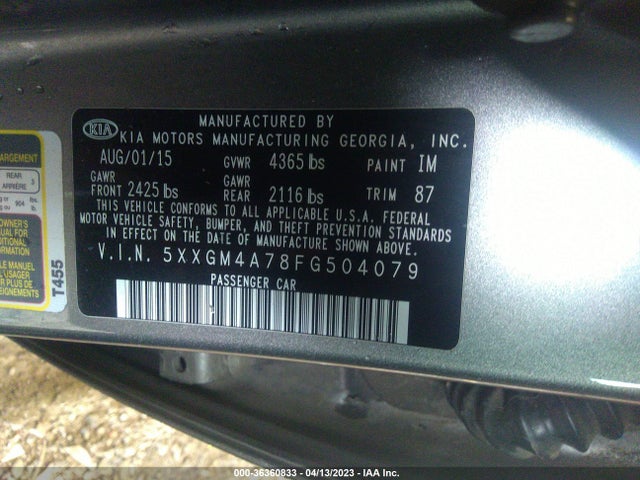 KIA Optima Lx 2015 5XXGM4A78FG504079 Image 10