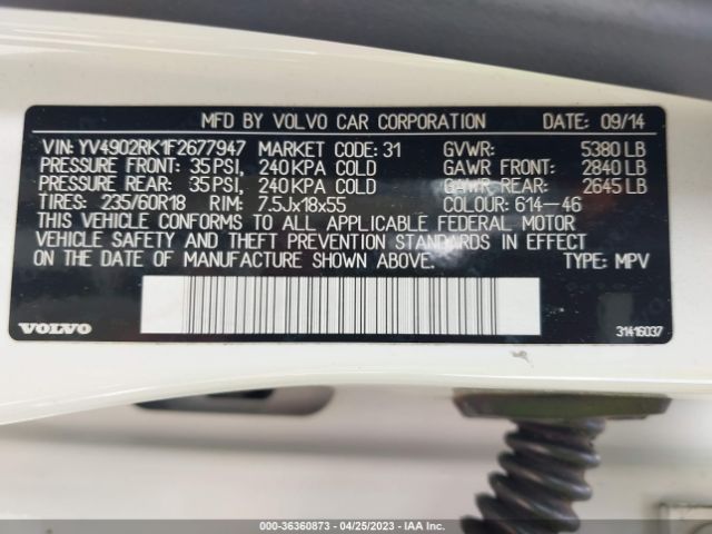 YV4902RK1F2677947 Volvo Xc60 T6