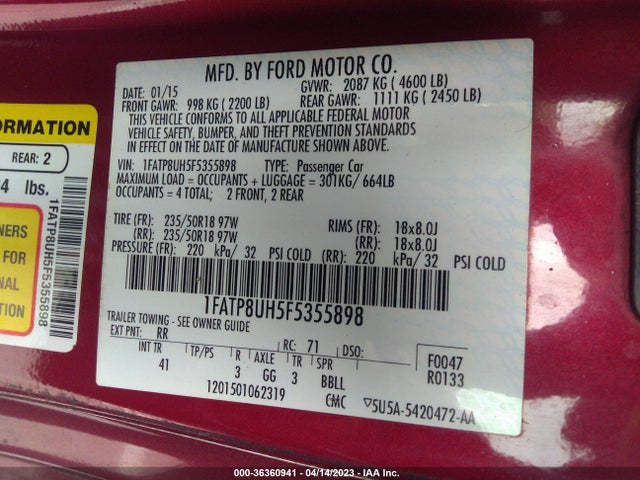 Ford Mustang Ecoboost Premium 2015 1FATP8UH5F5355898 Image 10