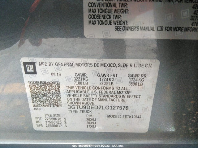GMC Sierra 1500 Slt 2020 3GTU9DED7LG127578 Image 10