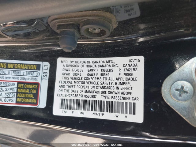 Honda Civic Coupe Lx 2015 2HGFG3B55FH530907 Image 9