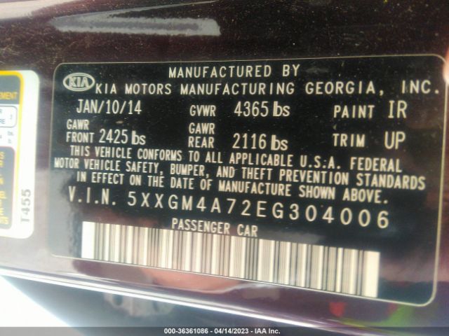5XXGM4A72EG304006 KIA Optima Lx