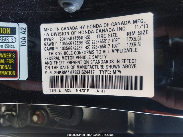 Honda Cr-v Ex-l 2014 2HKRM4H78EH624417 Image 9