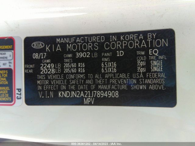 KNDJN2A21J7894908 KIA Soul Base