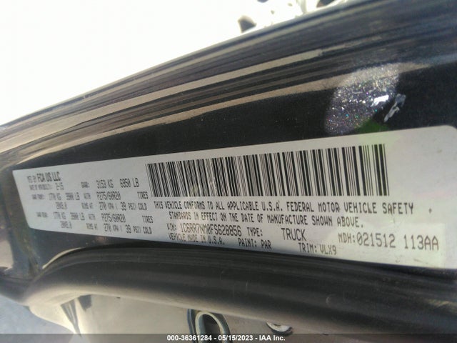RAM 1500 Laramie 2015 1C6RR7NM0FS628856 Image 10