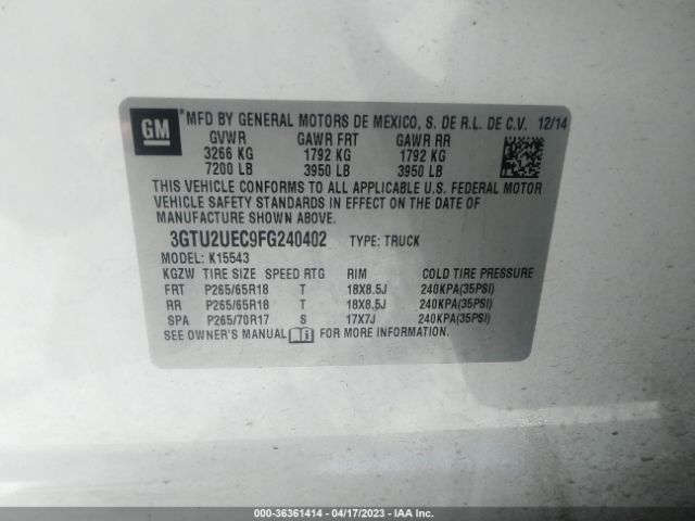 3GTU2UEC9FG240402 GMC Sierra 1500 Sle