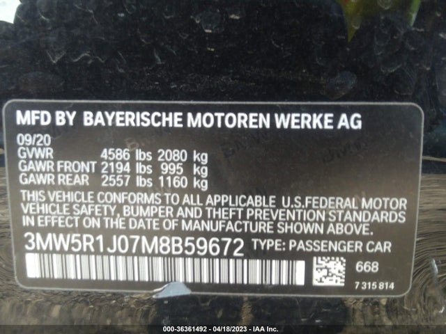 BMW 3 Series 330i 2021 3MW5R1J07M8B59672 Image 9