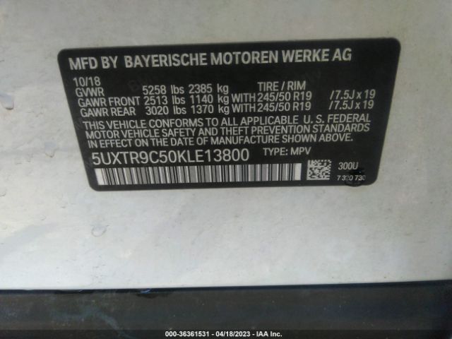 5UXTR9C50KLE13800 BMW X3 Xdrive30i