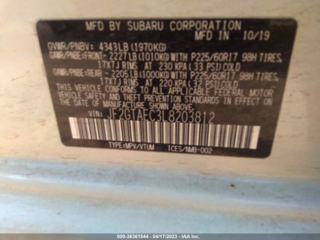 JF2GTAEC3L8203812 Subaru Crosstrek Premium