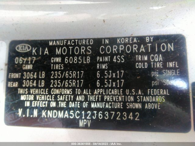 KNDMA5C12J6372342 KIA Sedona L