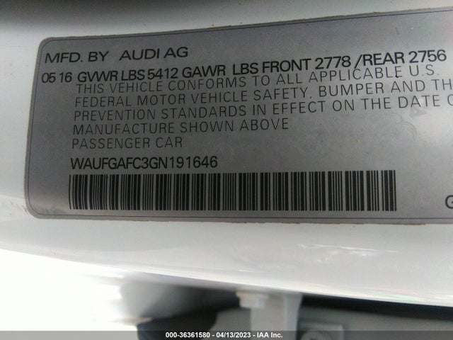 WAUFGAFC3GN191646 Audi A6 3.0t Premium Plus