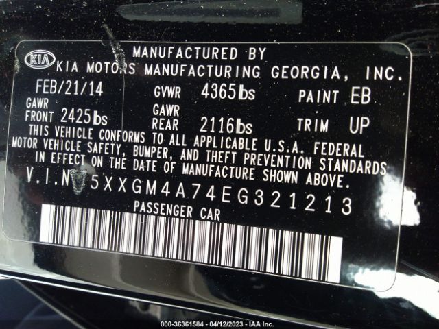 5XXGM4A74EG321213 KIA Optima Lx