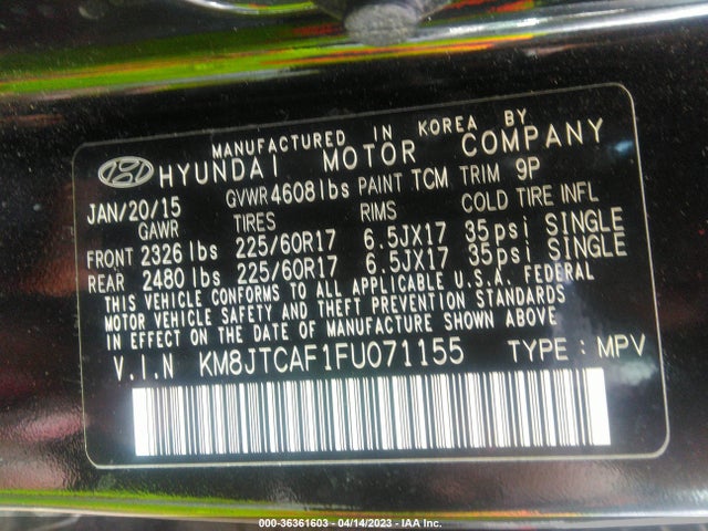 Hyundai TUCSON GLS 2015 KM8JTCAF1FU071155 Image 10
