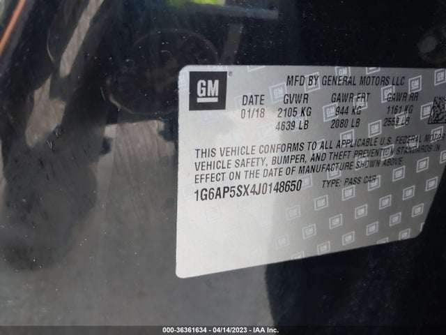 2018 Cadillac CTS, VIN: 1G6AP5SX4J0148650
