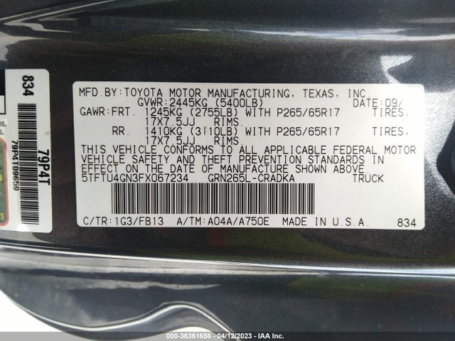 Toyota Tacoma Prerunner 2015 5TFTU4GN3FX067234 Image 9