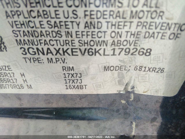 Chevrolet EQUINOX LT 2019 3GNAXKEV6KL179268 Image 8