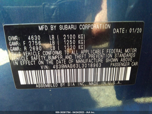 Subaru Legacy 2020 4S3BWAB63L3018963 Image 10