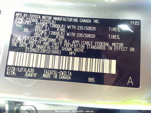 2023 Lexus NX, VIN: 2T2HGCEZ8PC018863