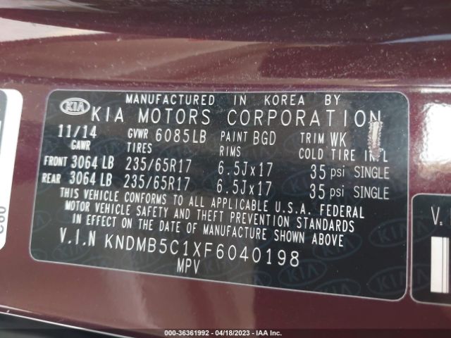 KNDMB5C1XF6040198 KIA SEDONA LX
