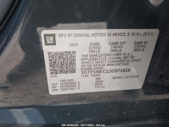 3GTP1NEC1JG571618 GMC Sierra 1500 Slt