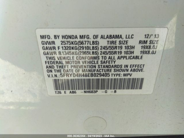 5FRYD4H48EB029405 Acura Mdx Tech Pkg