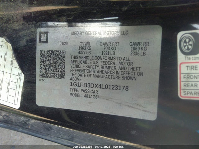 Chevrolet Camaro 1lt 2020 1G1FB3DX4L0123178 Image 9