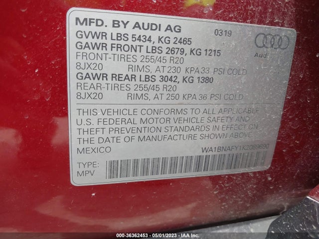 Audi Q5 Premium Plus 2019 WA1BNAFY1K2089690 Image 9
