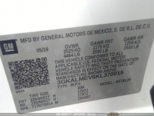 3GKALMEV6KL370015 GMC Terrain Sle
