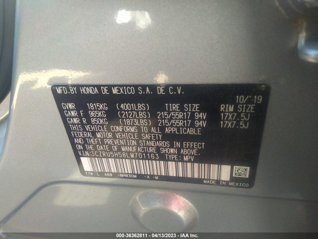 Honda HR-V EX 2020 3CZRU5H58LM701163 Image 9