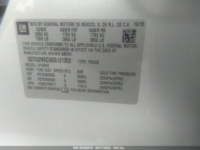 3GTU2NEC9GG121353 GMC Sierra 1500 Slt