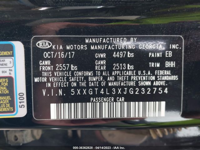 KIA Optima Lx 2018 5XXGT4L3XJG232754 Image 9