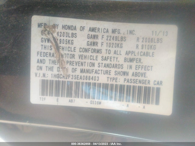 Honda Accord Sedan Lx 2014 1HGCR2F35EA088403 Image 9